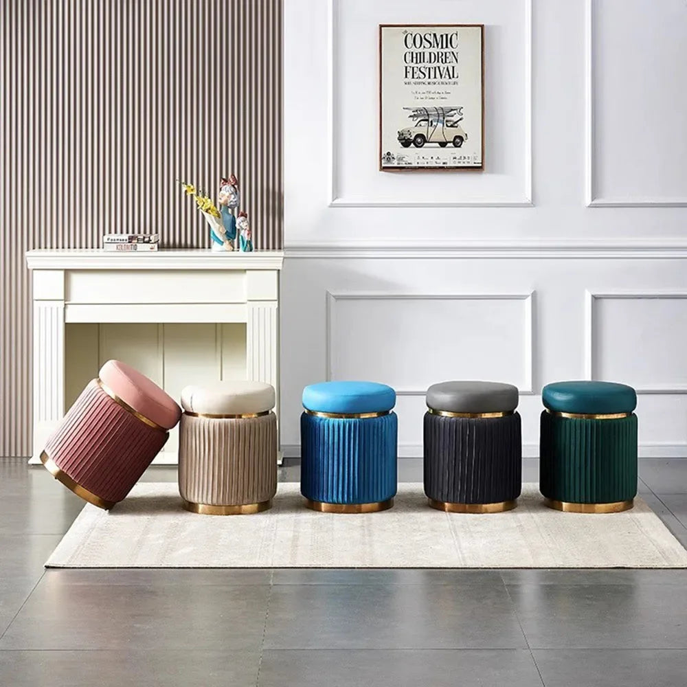 Nordic Blue Leather Stools