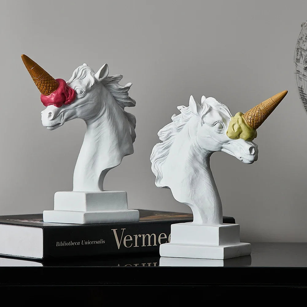 Modern Style Ice Cream Unicorn Sculpture