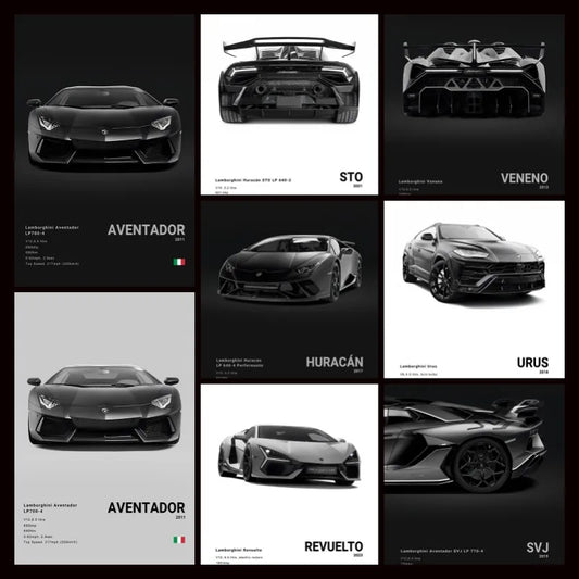 Famous Cars Black & White