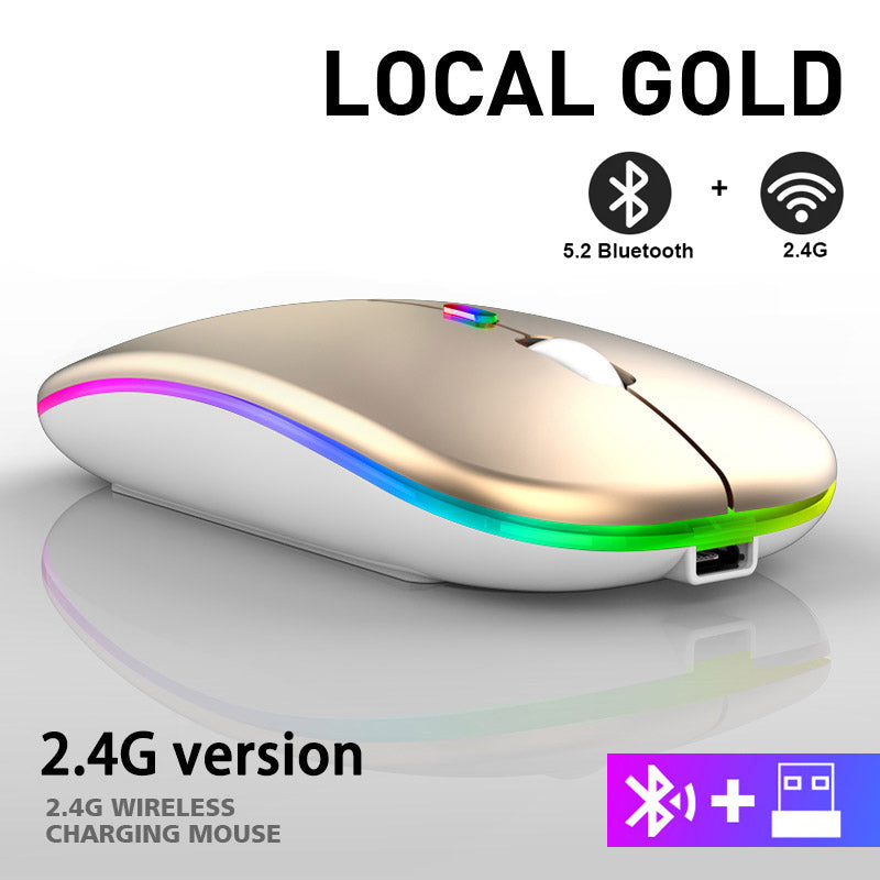 2.4G Wireless Mouse Rechargeable Bluetooth RGB